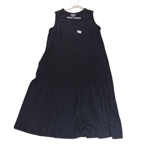 Catherines Dress‎ Woman's 2x Black Knit Maxi Sleeveless Beach Relaxed Fit Boho